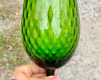 1960s MCM Empoli Murano Italian Art Glass Diamond Optic Emerald