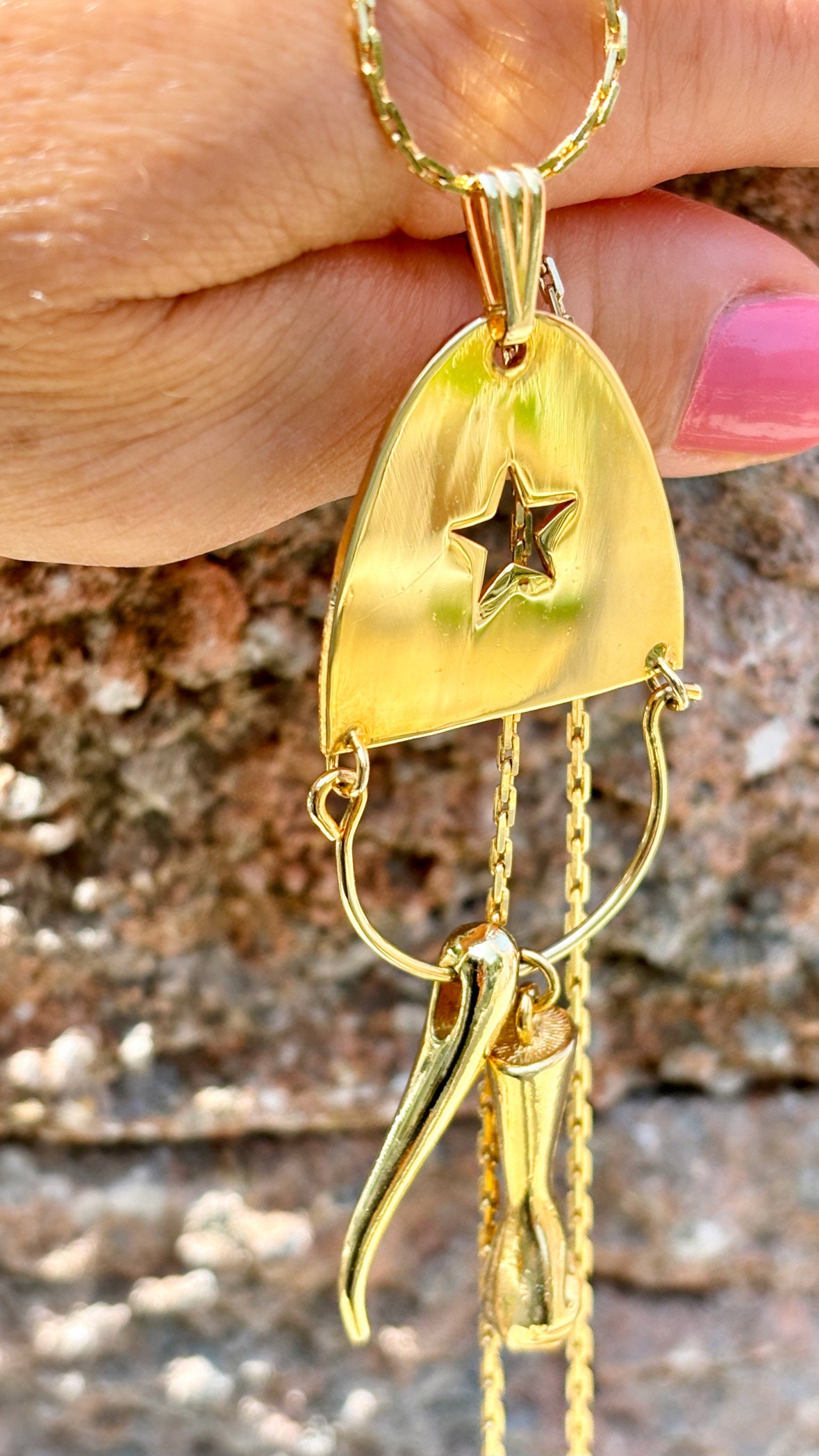 Vintage 90s Gold Tone Chain With Pendant Charm Holder Opera