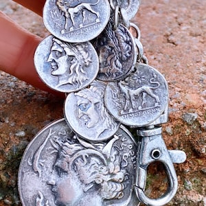 Vintage Silver Tone Metal Ancient Greek Coins Key Chain #437 - Etsy