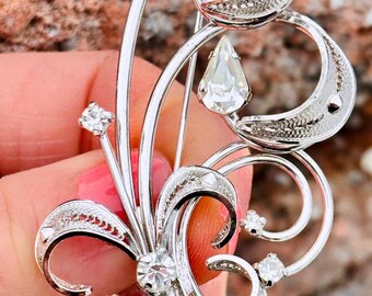 Vintage Jay Flex Sterling Clear Rhinestones Beautifully Detailed