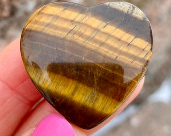 Vintage Beautiful Heart Shape Tiger’s Eye Gemstone Slider Pendant #365
