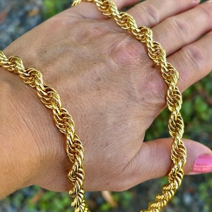 Vintage Statement Signed Avon Gold Tone French Twist Rope Chain Necklace 24” Long #622