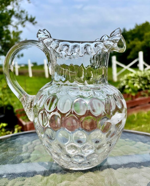 Antique Victorian Hand Blown Glass Pitcher, Floral Decoration - Etsy