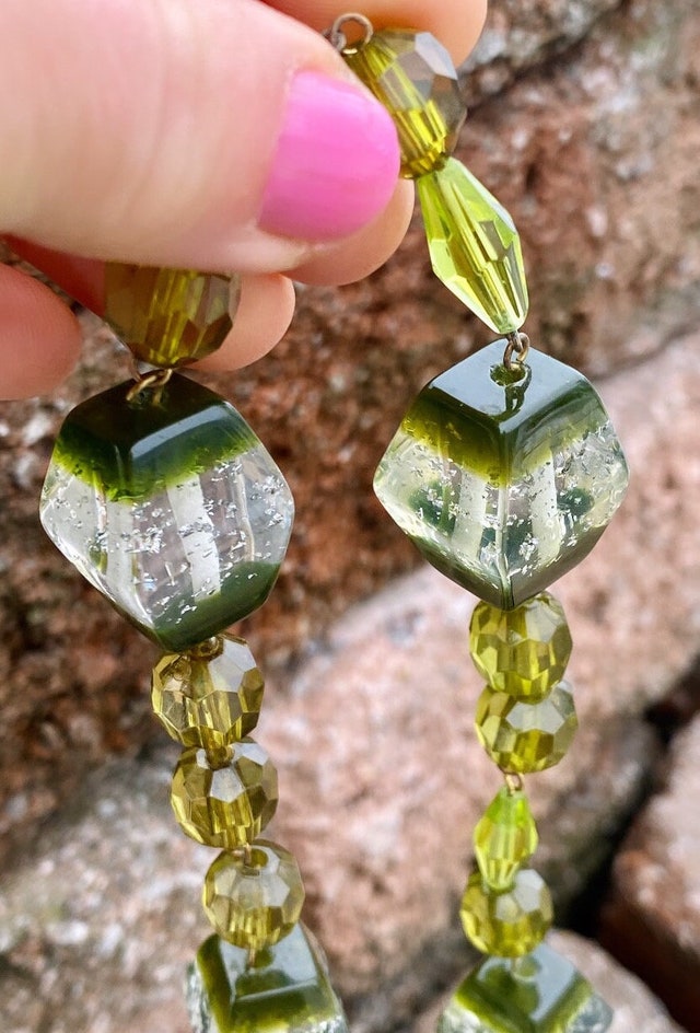 Boutons De Manchette Vintage Ton Argenté Avec Brillants Marron/jaune - Occasion