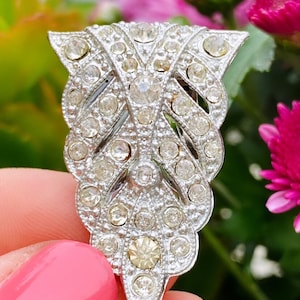 Stunning Art Deco Pave Rhinestone Dress Clip or Fur Clip #246
