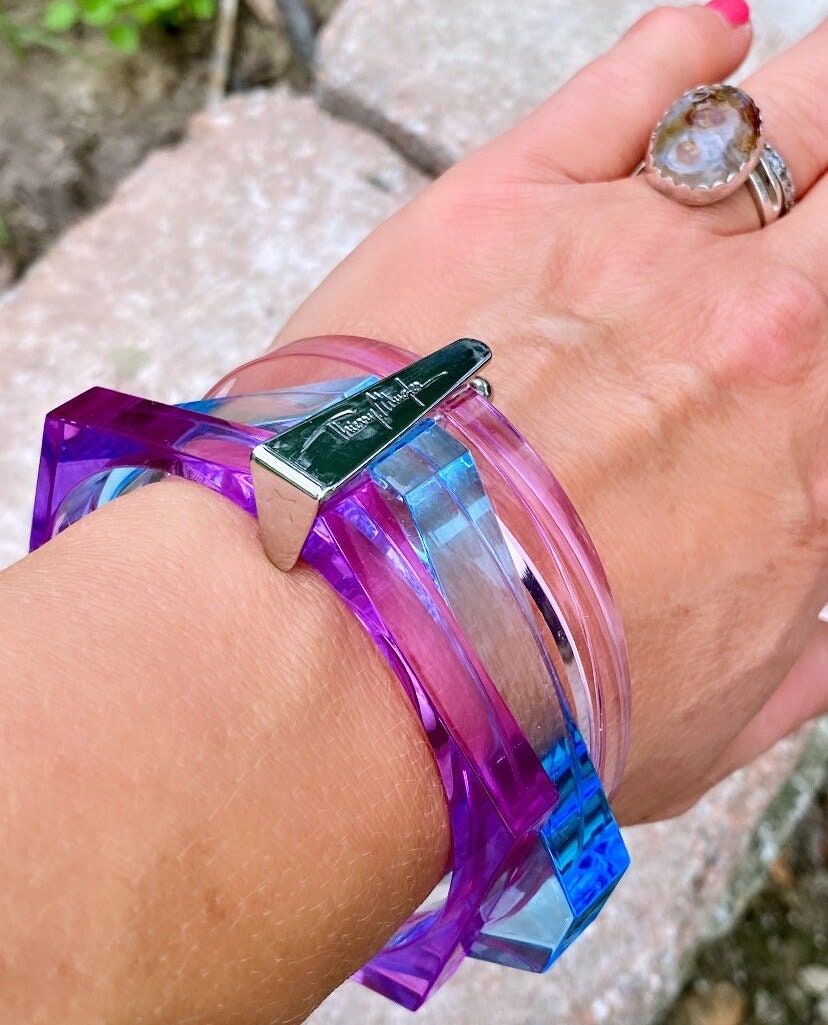 Vintage 80s 90s Thierry Mugler Lucite Three Translucent