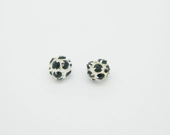 2 x round Pearl 5mm (l966) jet black swarovski crystal rhinestone ball