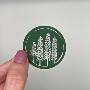 Evergreen Tree clear vinyl sticker - Group of pine trees - laptop sticker