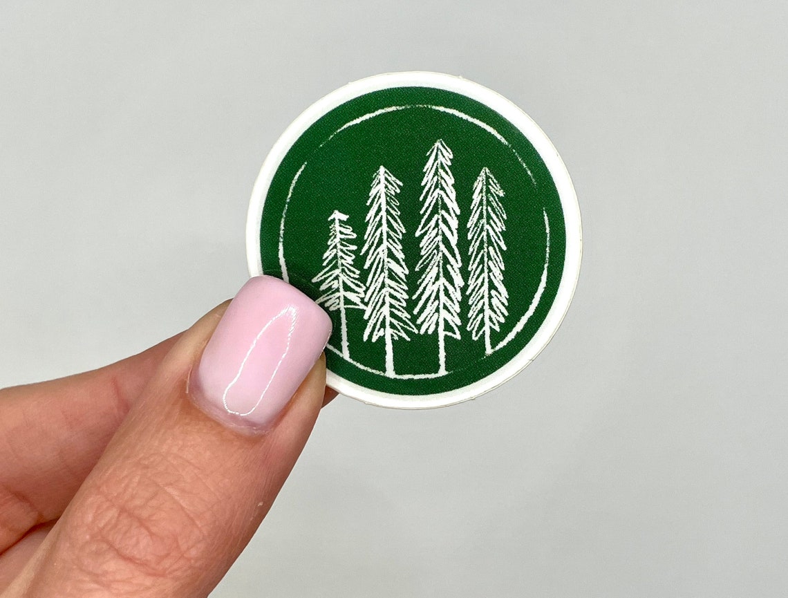 Mini Evergreen Tree Vinyl sticker Group of pine trees Etsy