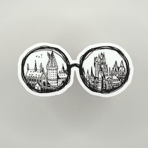 Magic Castle Glasses Sticker: Bookish Kindle Laptop Decal