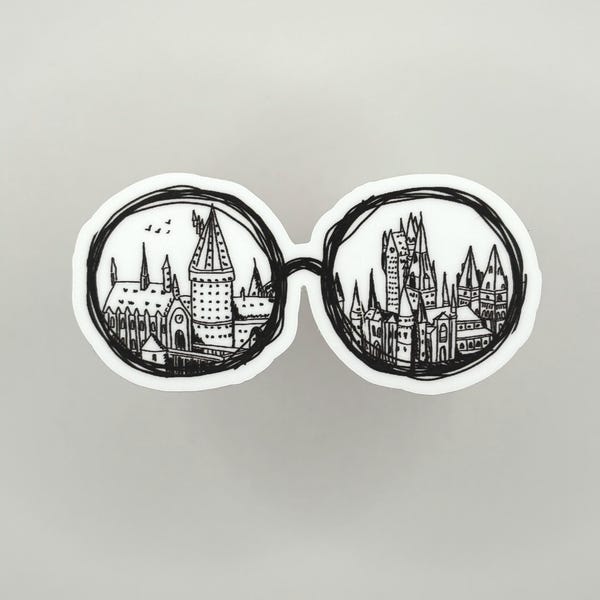 Magic Castle Glasses Sticker: Bookish Kindle Laptop Decal