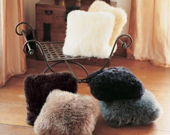 Housses de coussin en peau de mouton - Lammfell Kissenbezug - Sheepskin Cushion Covers - Sheepskin Cushion Covers 35 x 35 cm