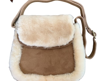 Sheepskin shoulder strap handbag