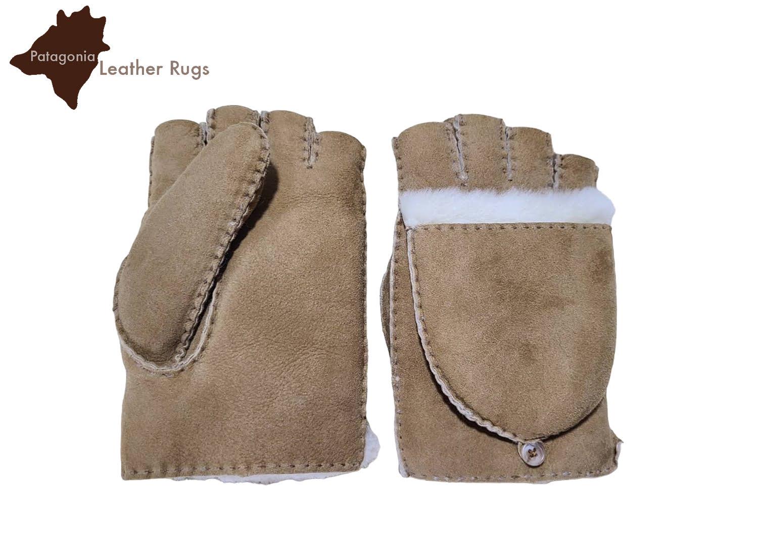 Gloves - Men's Half-Finger Lambskin Mittens with Coverage - Driving Gloves - Texting Gloves - Flip Mitten Fingerless Glove