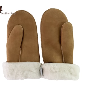 lambskin mittens - Mitaines en peau d&#39;agneau - Lambskin gloves - Lammfellhandschuhe Schaffellfäustlinge