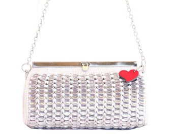 Pop tabs night Clutch Solene M / Pochette soirée en capsules de canettes