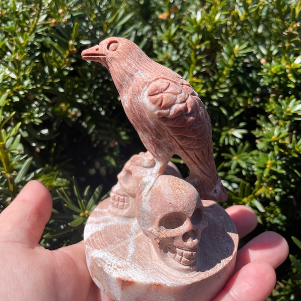 Red Jasper Raven Carving | Natural Stone Carving | Red Jasper Crystal