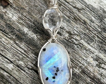 Herkimer Diamond and Rainbow Moonstone