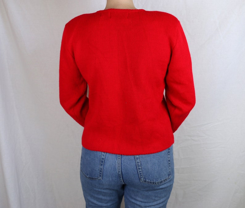 Lovely 1960s Holly Leaf Christmas Cardigan with Pockets and Shoulder Pads*