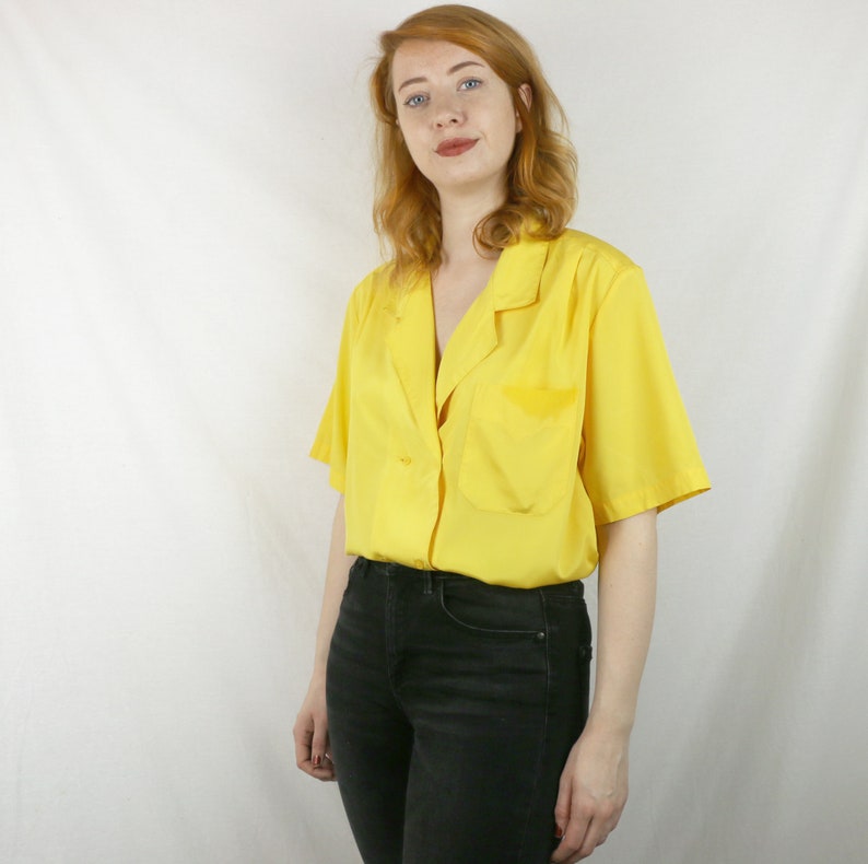 Beautiful Bright Silky Feel Yellow Blouse