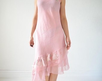 Vintage y2k baby pink asymmetric fairy dress