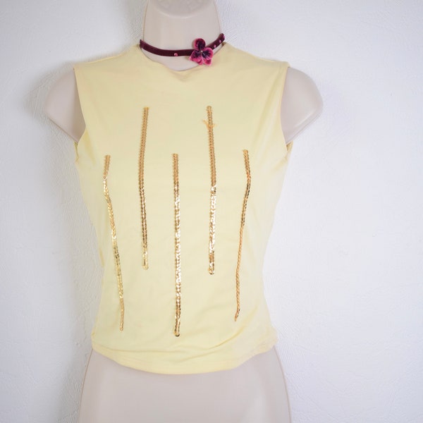 Vintage 90s-y2k pale yellow tank top