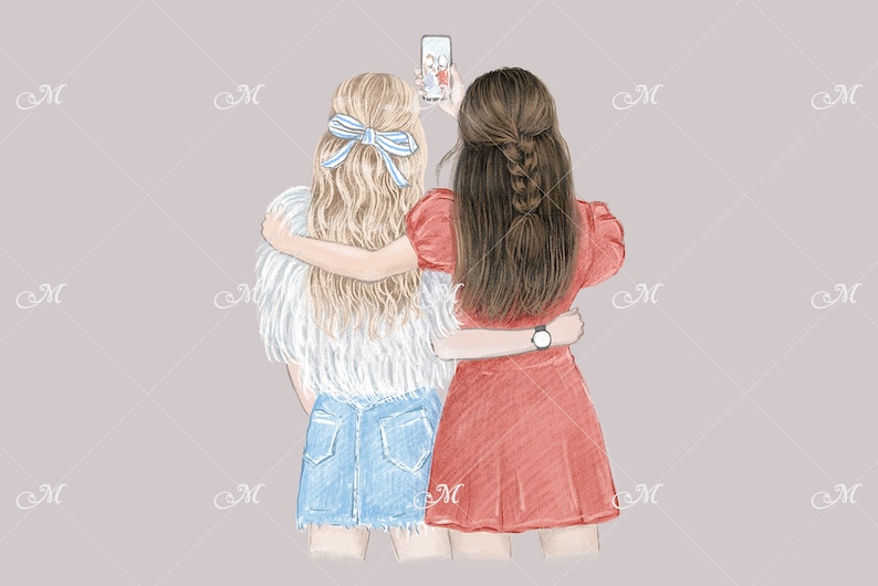 sublimation Commercial use! Best Friends Forever DIGITAL DOWNLOAD clipart Hand drawn illustration
