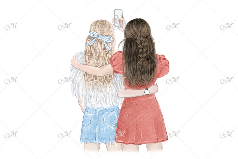 sublimation Commercial use! Best Friends Forever DIGITAL DOWNLOAD clipart Hand drawn illustration