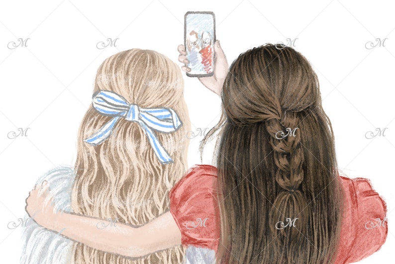 sublimation Commercial use! Best Friends Forever DIGITAL DOWNLOAD clipart Hand drawn illustration