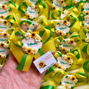 Bomboniere Nascita girasole e margherite, handmade in fimo