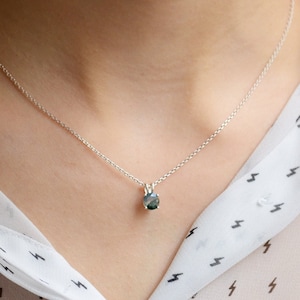 Solid gold moss agate pendant, Dainty gemstone necklace, Moss agate jewellery