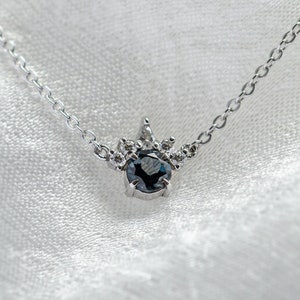 London blue topaz necklace, Simple diamond necklace, March birthstone necklace