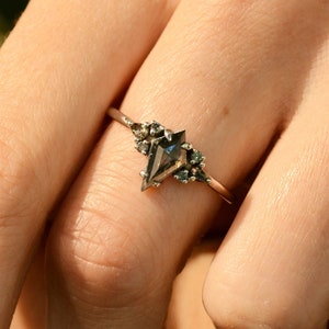 Modern engagement ring Kite diamond cluster ring Unique diamond engagement ring