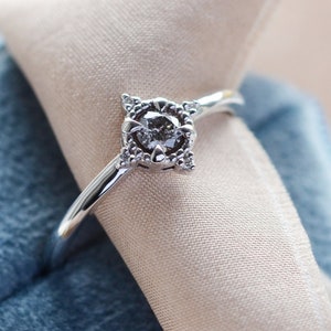Simple promise ring Gray diamond ring Small engagement ring by Mialis Jewelry