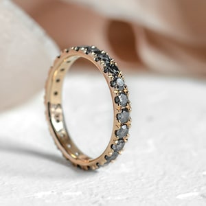 Gray diamond eternity ring in Rose gold 14K, Salt & Pepper stacking ring