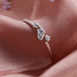 Cluster diamond engagement ring Multi diamond ring Dainty 14K gold engagement ring image 1