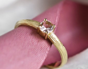 Pink morganite engagement ring, Peach morganite ring, Natural morganite ring
