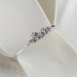 Tiny diamond ring, Diamond cluster ring, Salt and pepper diamond ring, Small diamond ring, Cluster engagement ring image 3
