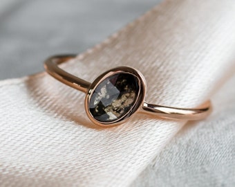 Moderner Verlobungsring, Rosegold Salz und Pfeffer Diamantring, Geometrischer Diamantring