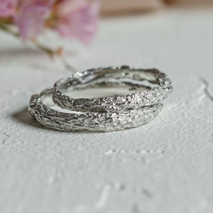 Wedding bands set his and hers in White gold  14K, Nature inspired wedding band by Mialis Jewelry