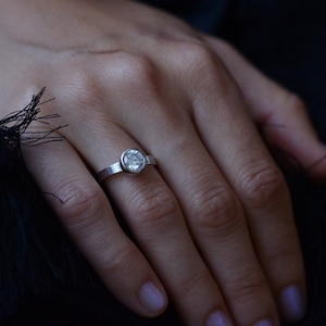 Simple Solid gold band ring, Simple engagement ring, Moissanite engagement ring