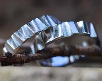 Textured wedding bands, Tree Bark Wedding Bands, Unusual wedding rings