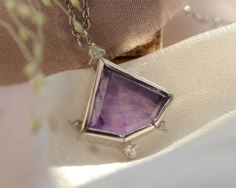 Silver Amethyst necklace, February birthstone necklace, Amethyst jewelry