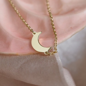 Moon phase bracelet, Solid 14k gold bracelet, Dainty moon bracelet image 1