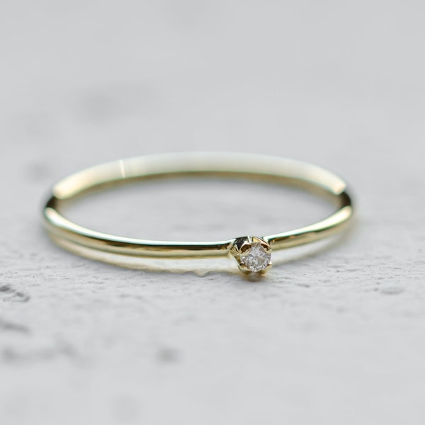 Tiny Diamond Ring - Etsy