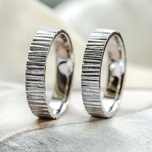Aliança de casamento de casca de árvore, Alianças de casamento combinando, Alianças de casamento para casal