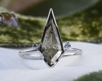 Grauer Diamant Ring Kite Salz und Pfeffer Diamant Ring Zarter Weißgoldring