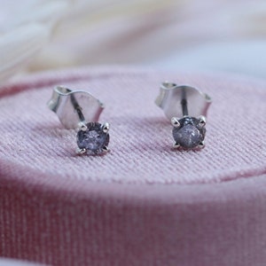 Salz und Pfeffer Diamant Ohrstecker Graue Diamant Ohrringe Kleine Diamantohrstecker