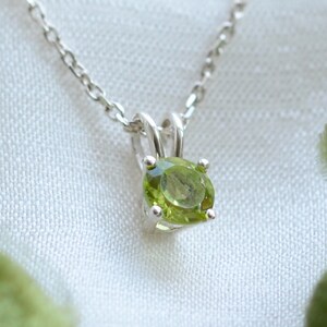 Solid gold peridot necklace, August birthstone necklace, Delicate gemstone necklace