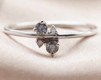Multi Diamantring Salz und Pfeffer Cluster Diamantring Alternativer Verlobungsring